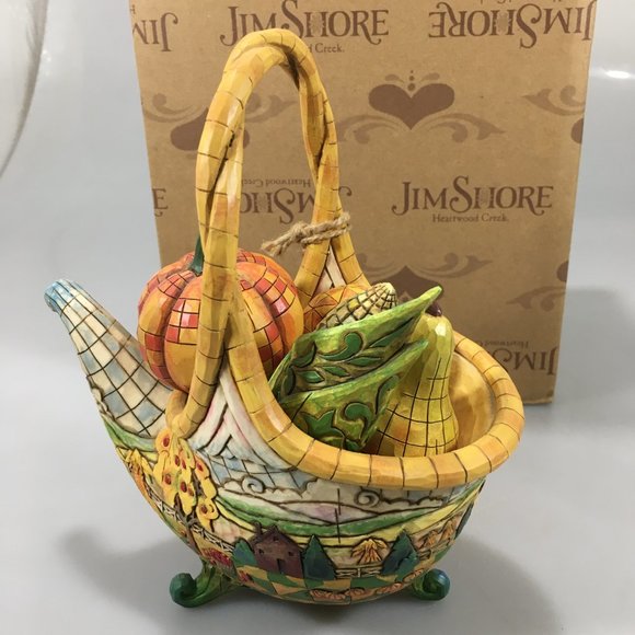 Jim Shore Horn of Plenty Thanksgiving Harvest Colorful Cornucopia 4008903 - Picture 1 of 15